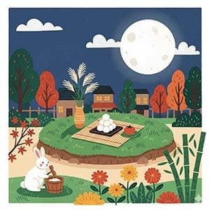 お月見の間違い探しイラスト