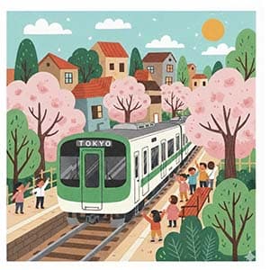 山手線の間違い探しイラスト